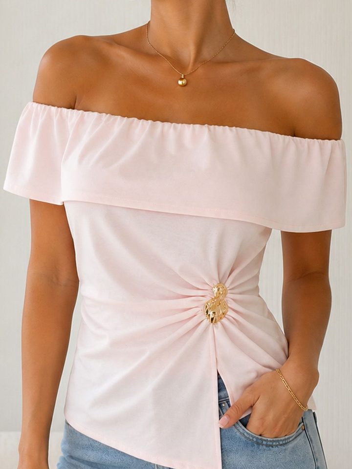 Blusa hombros descubiertos con broche